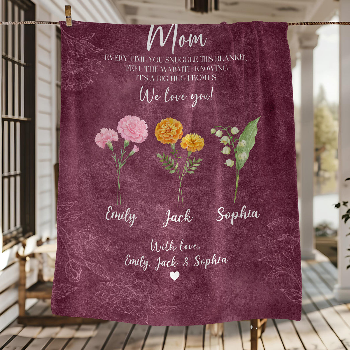 Personalized Flower Birth Month A Big Hug From Us To Mom Gift Blanket LM32 899699