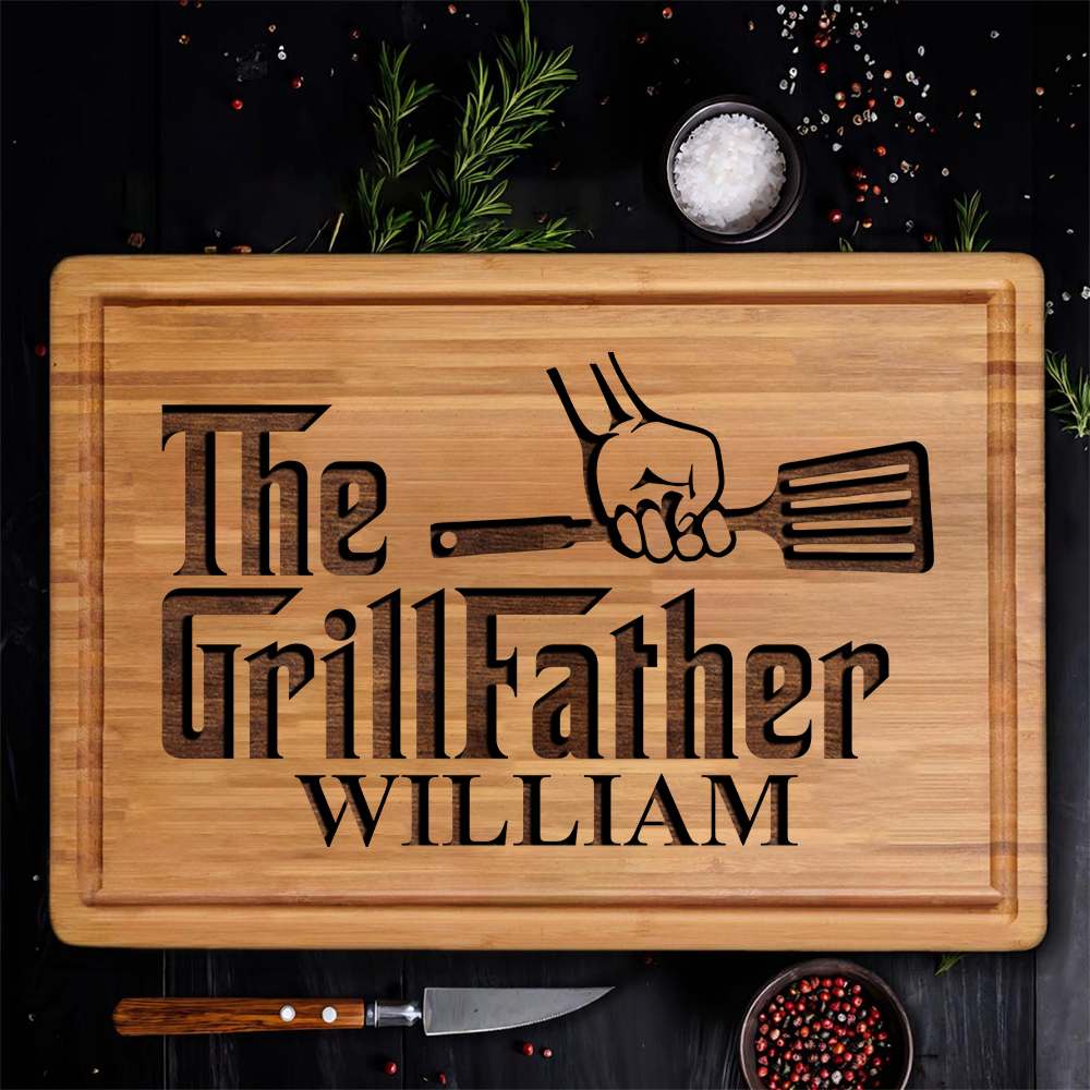 The Grillfather BBQ Engraved Cutting Board Personalized Gift For Father's Day HO82 893990