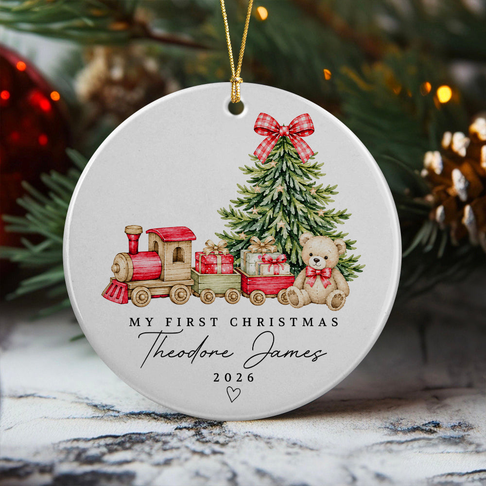 Personalized Baby First Christmas Teddy Bear Ceramic Ornament, Newborn Holiday Keepsake HA75 921908