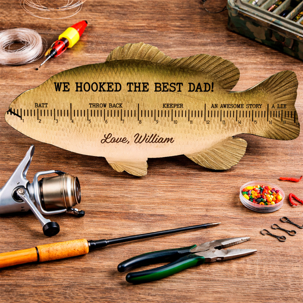 Personalized Funny Fishing Ruler For Dad Grandpa Door Sign Fathers Day Gift HO82 902624