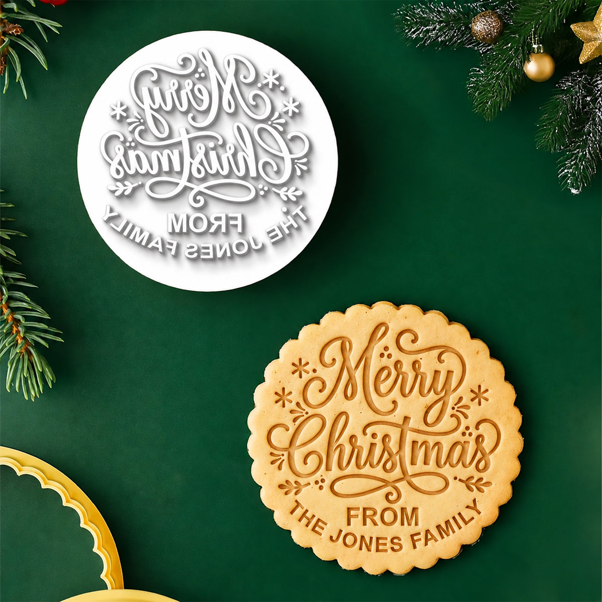 Personalized Family Name Merry Christmas Family Cookie Stamp HA75 919464