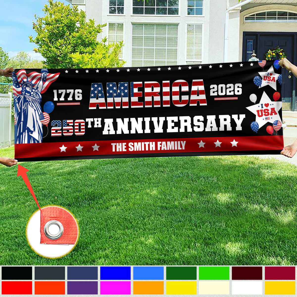 Custom Family Name America 1776-2026 250th Anniversary Banner HA75 920902