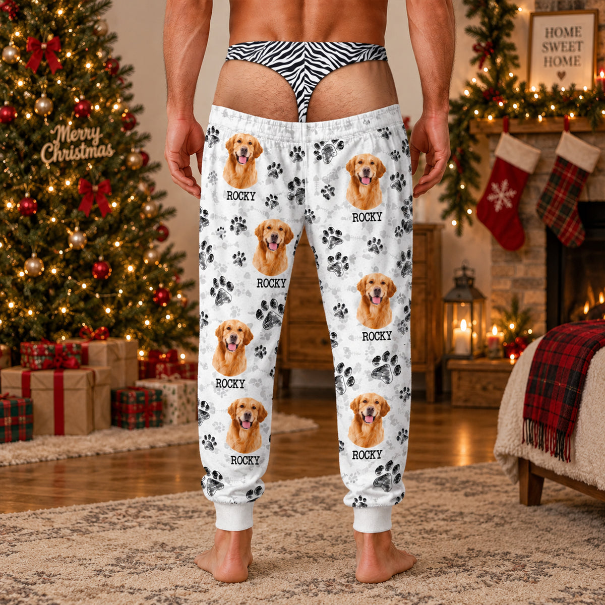 Custom Dog Cat Photo Paw Fake Underwear Sweatpants, Funny Personalized Gift for Pet Lovers CH07 180524
