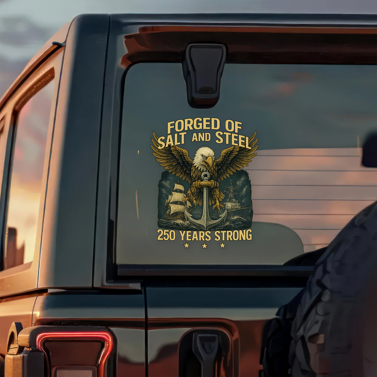 Forged Of Salt And Steel U.S. Naval Ships 250th Anniversary Car Sticker Car Window Decal Sticker HO82 900868