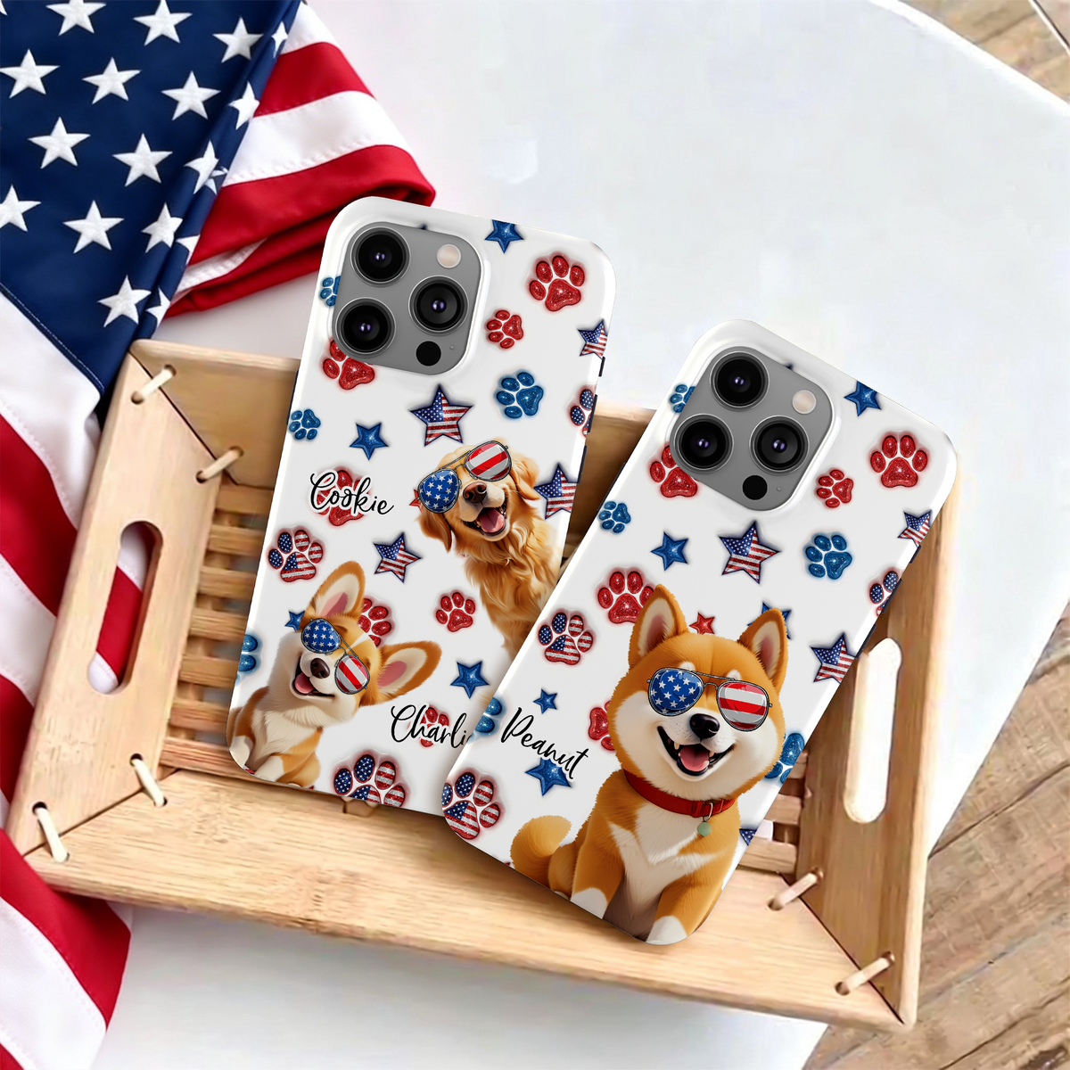 Custom 3D Dog US Flag Personalized Phone Case HA75 920320