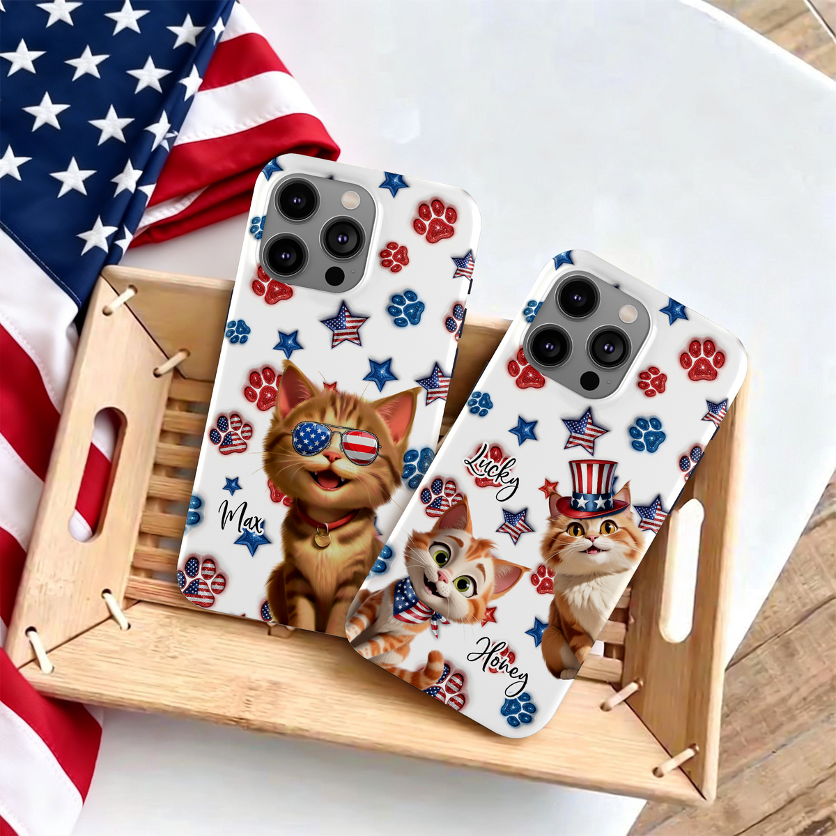 Custom 3D Cat US Flag Personalized Phone Case HA75 920322