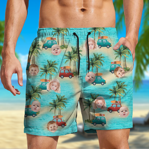 Custom Cute Face Island Vacation Summer Vibe Beach Short LM32 893527