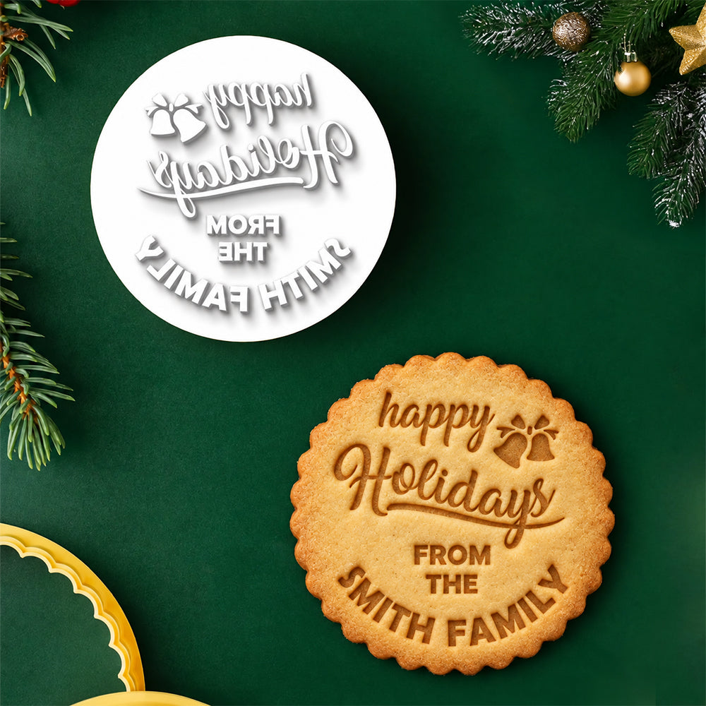 Personalized Family Name Happy Holidays Christmas Cookie Stamp HA75 919156