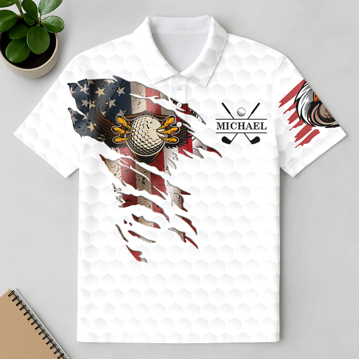 Personalized Bald Eagles American Flag Polo Shirt, Gift For Golf HO82 900824