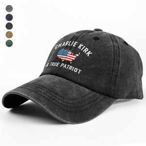 Charlie Kirk - A True Patriot Washed Denim Baseball Cap LM32 65453