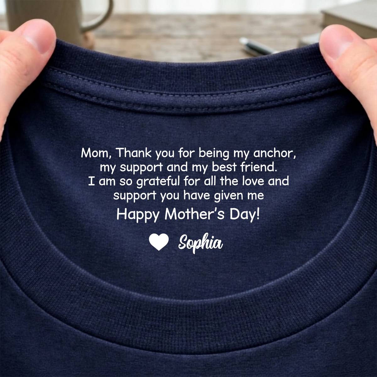 Mom, Thank You For Being My Best Friend Neck Print Tee Personalized Mother’s Day Quote Shirt CH07 910942