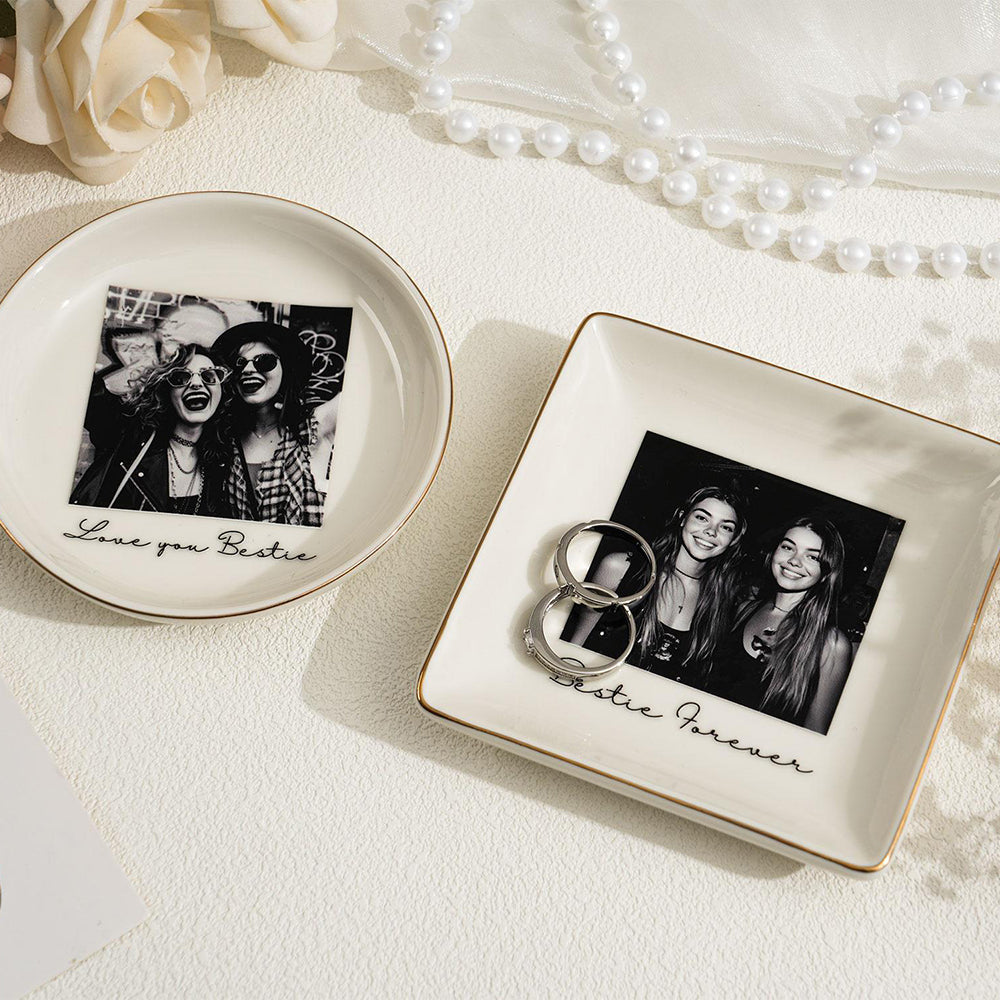 Personalised Bestie Photo Trinket Dish: Custom Jewelry Ring Dish, Trinket Tray for Best Friend, Bestie LM32 899265