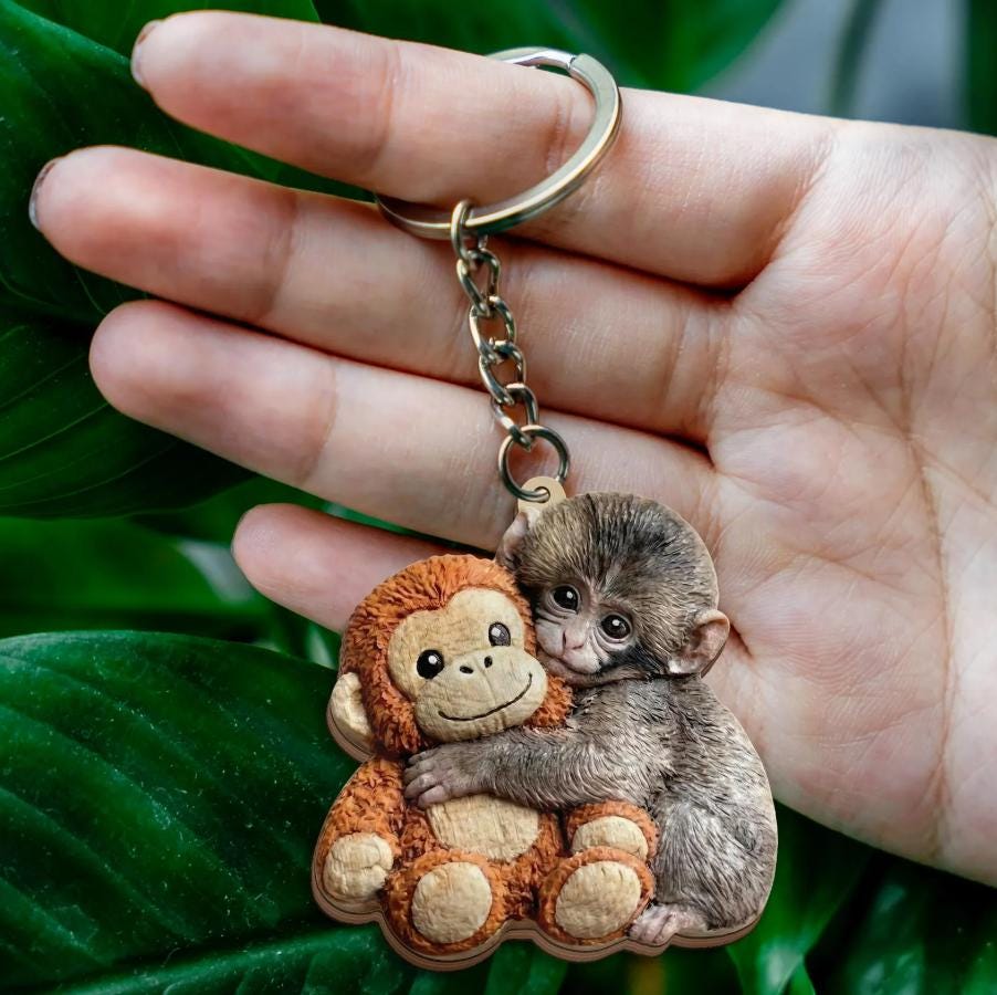 Baby Punch Monkey Wood Keychain CH07 910866