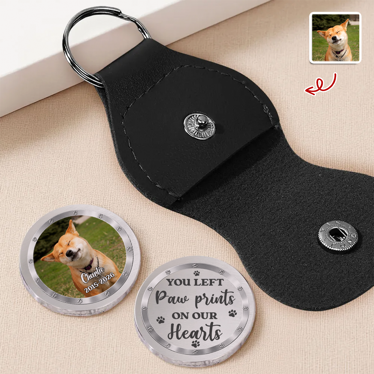 Custom Photo You Left Paw Prints On Our Hearts Memorial Pocket Hug TH10 169047