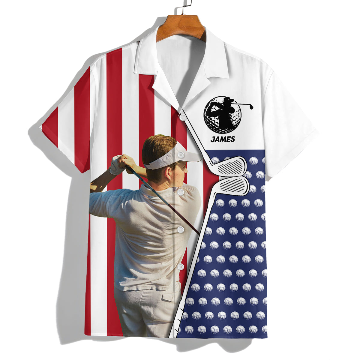 Custom Photo And Name Golf USA Flag Pattern Hawaii Shirt HA75 898756