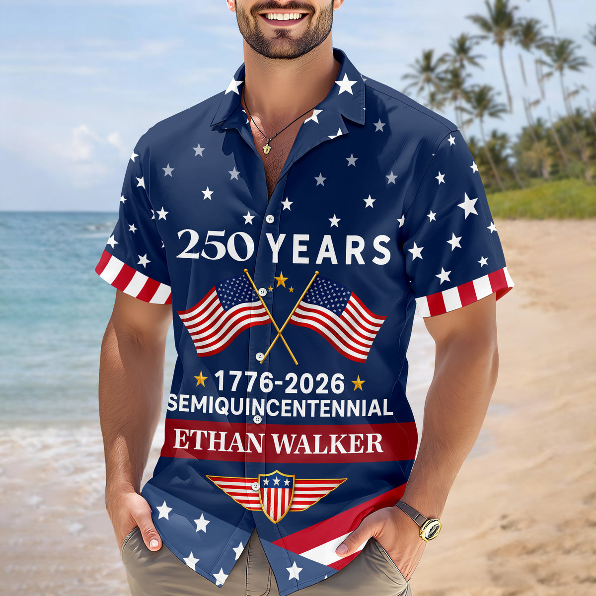 Custom Name America 250 Years Semiquincentennial 1776-2026 Hawaii Shirt LM32 899543