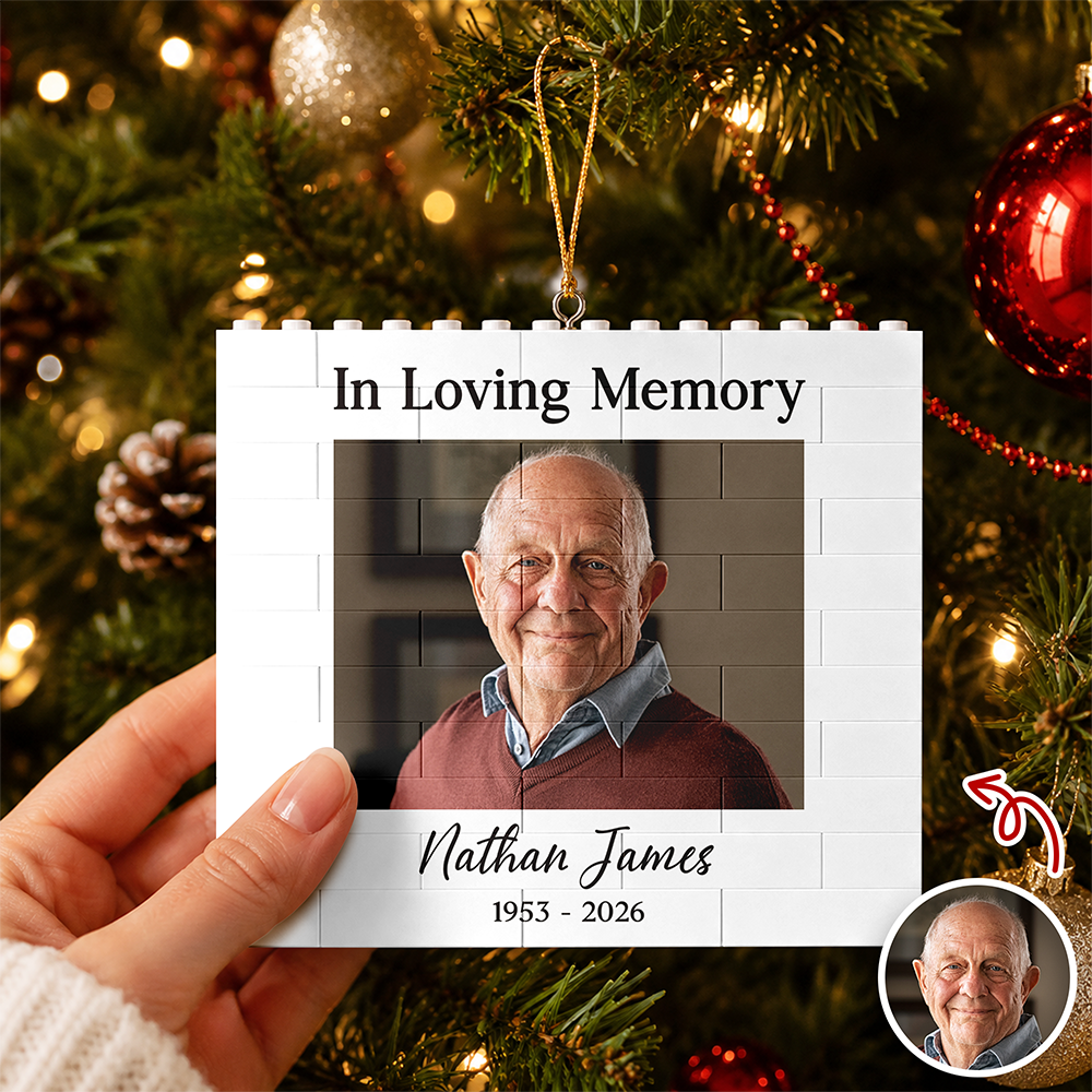 Personalized Memorial Photo In Loving Memory Christmas Building Blocks Ornament CH07 180446