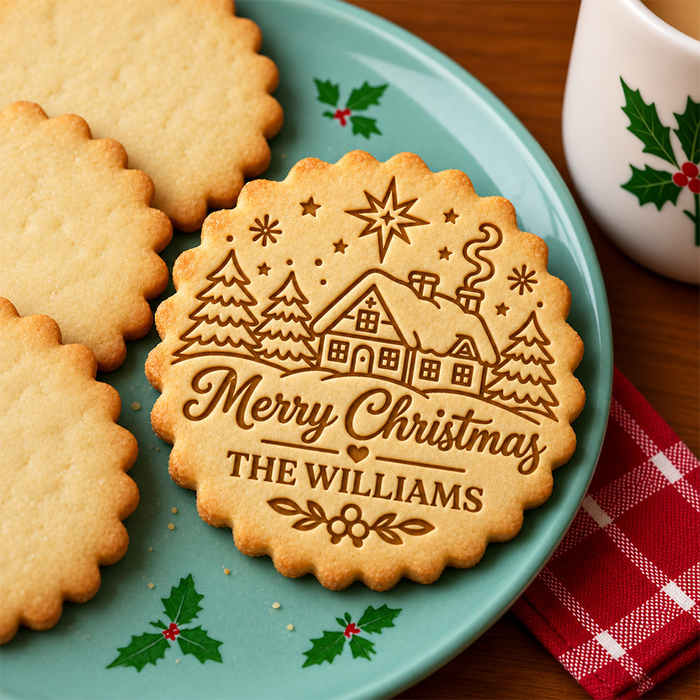 Custom Family Name Merry Christmas Cookie Stamp CH07 181108