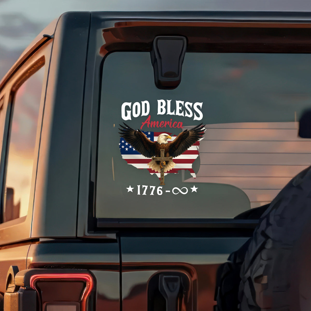 Patriotic 250th Anniversary God Bless America Eagle Car Window Decal Sticker HA75 920192