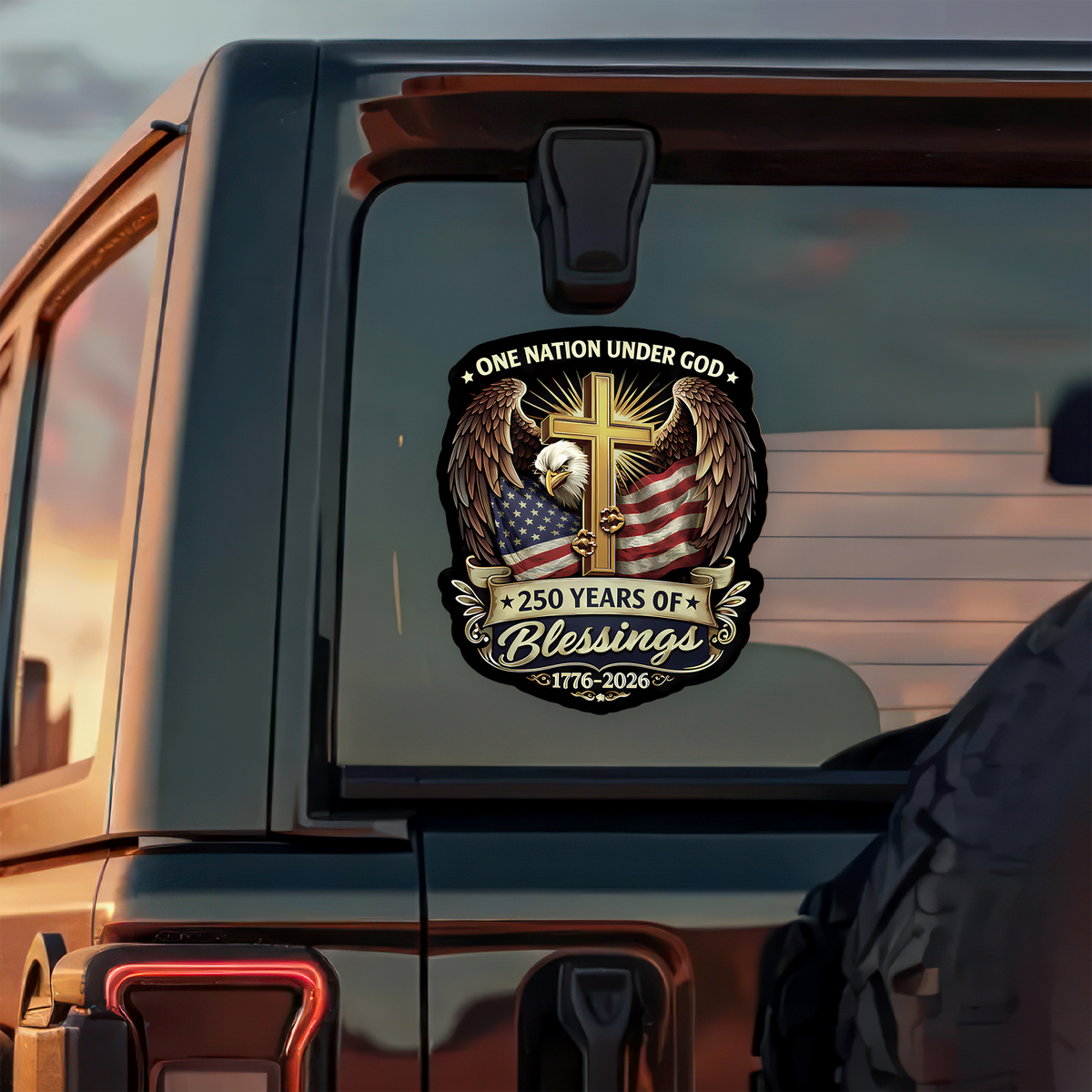 One Nation Under God, 250 Years Of Blessing 1776-2026 America Car Window Decal Sticker TH10 898883