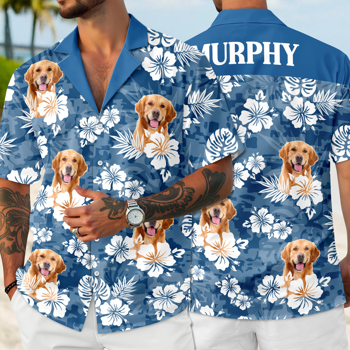Custom Dog Photo And Name Floral Hawaii Shirt TH10 169459