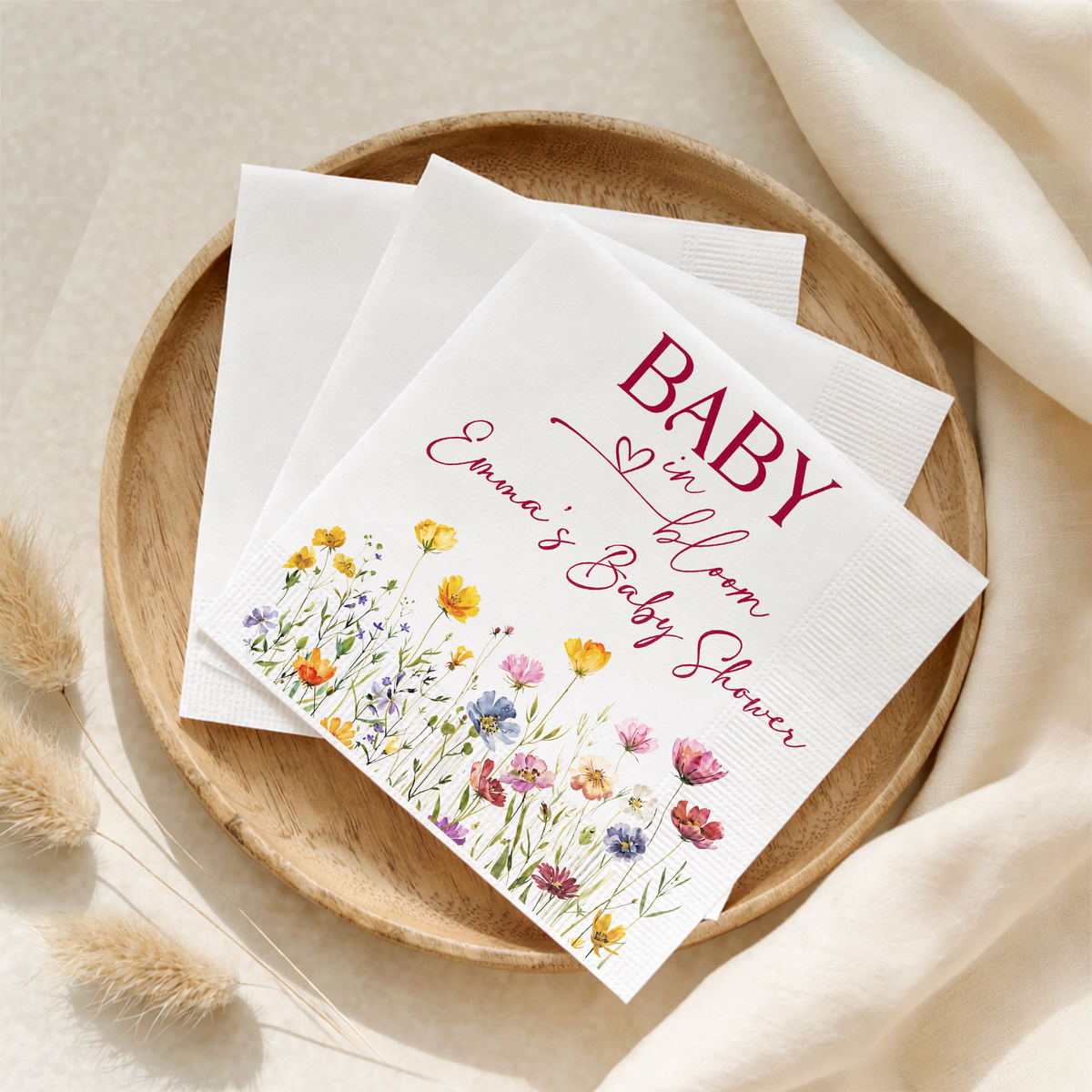 Custom Name Baby In Bloom Baby Shower Napkins CH07 911324