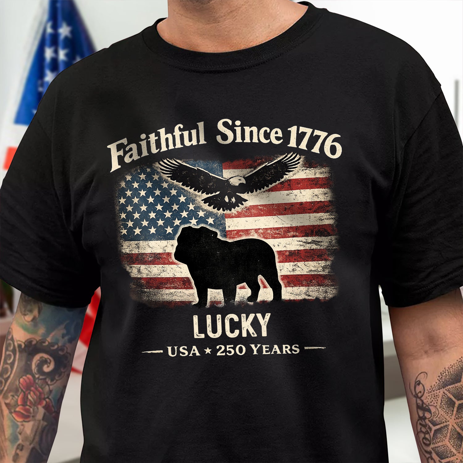 Custom Dog Faithful Since 1776 USA 250 Years Dark Shirt LM32 899061