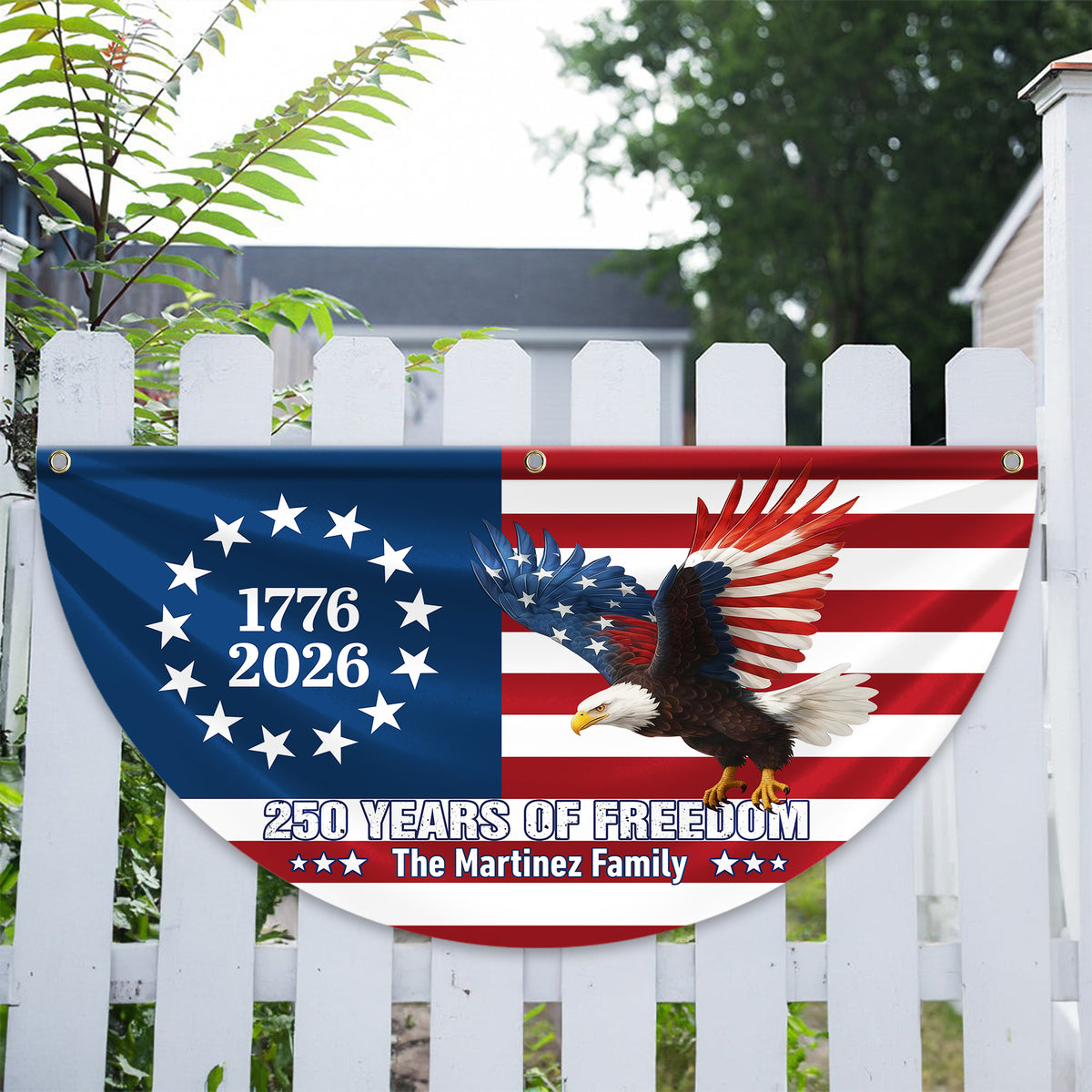 Personalized 250 Years Of Freedom 1776–2026 Eagle Non-Pleated Fan Flag HO82 901306