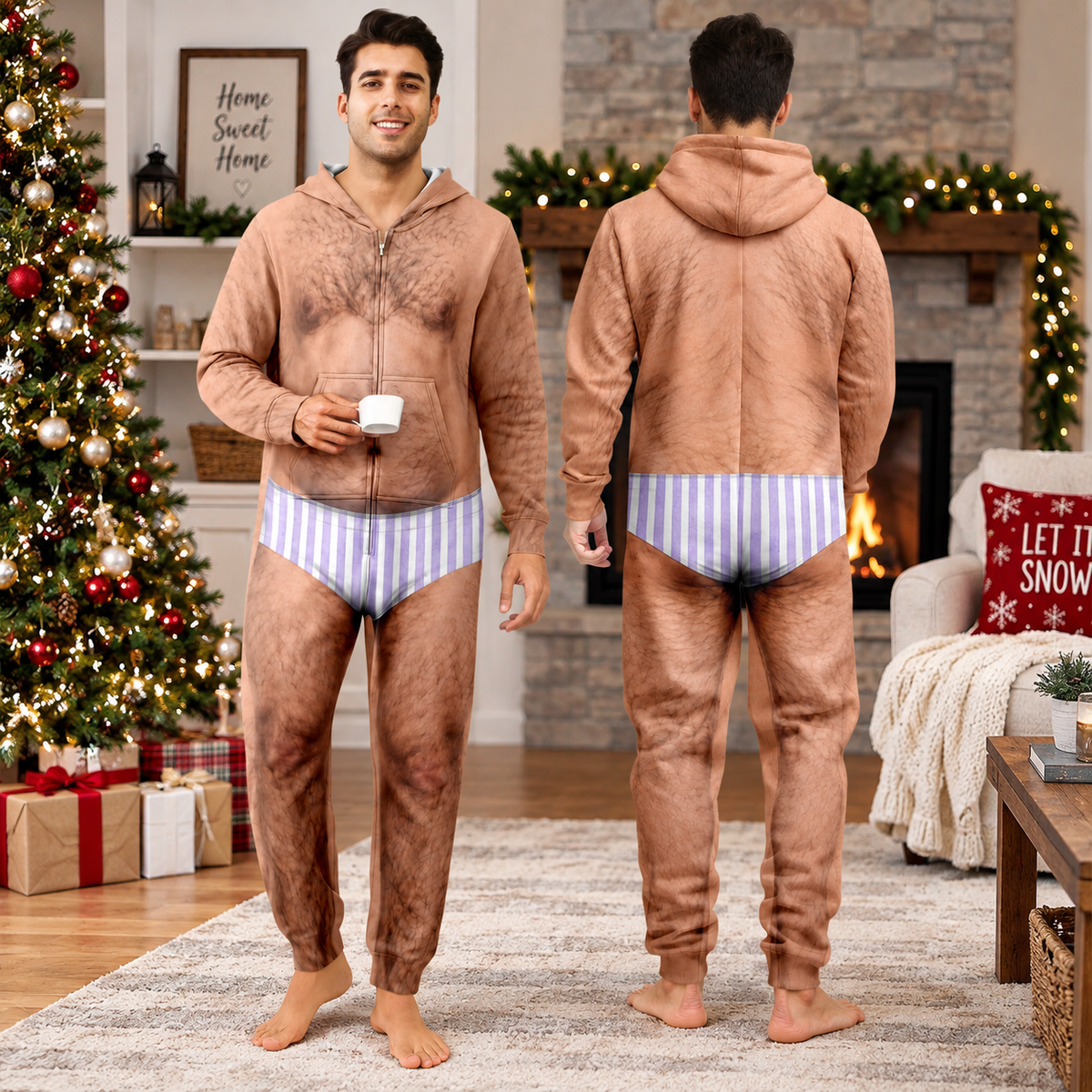 Personalized Funny Body Onesie Pajamas, Playful Gift For Husband, Son, Grandson, Brother, Grandpa, Dad HO82 903688