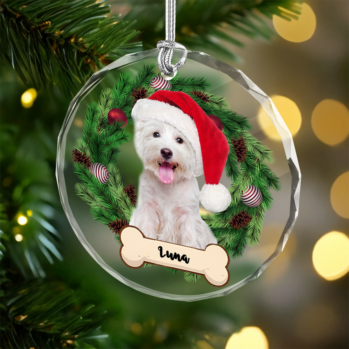 Custom Photo Dog Lovers - Dog Bone Glass Ornament CH07 899698