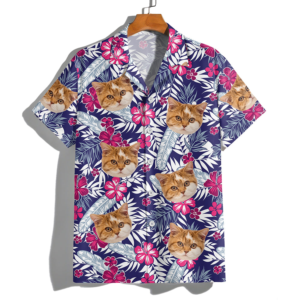 Custom Photo Funny Face Cat Family Hawaii Shirt Summer Gift HA75 892254