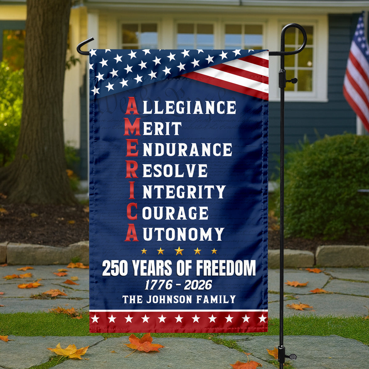 Personalized 250 Years of Freedom American Allegiance Merit Endurance US Garden Flag HO82 902120