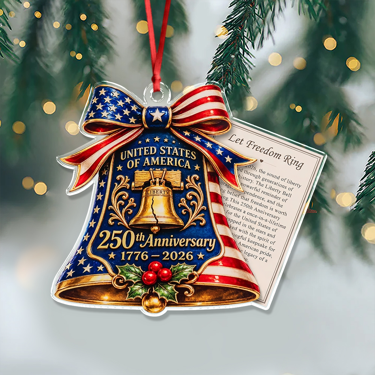 250 Anniversary USA Acrylic Ornament Christmas Tree Decor, Patriotic Keepsake Gift HA75 919436