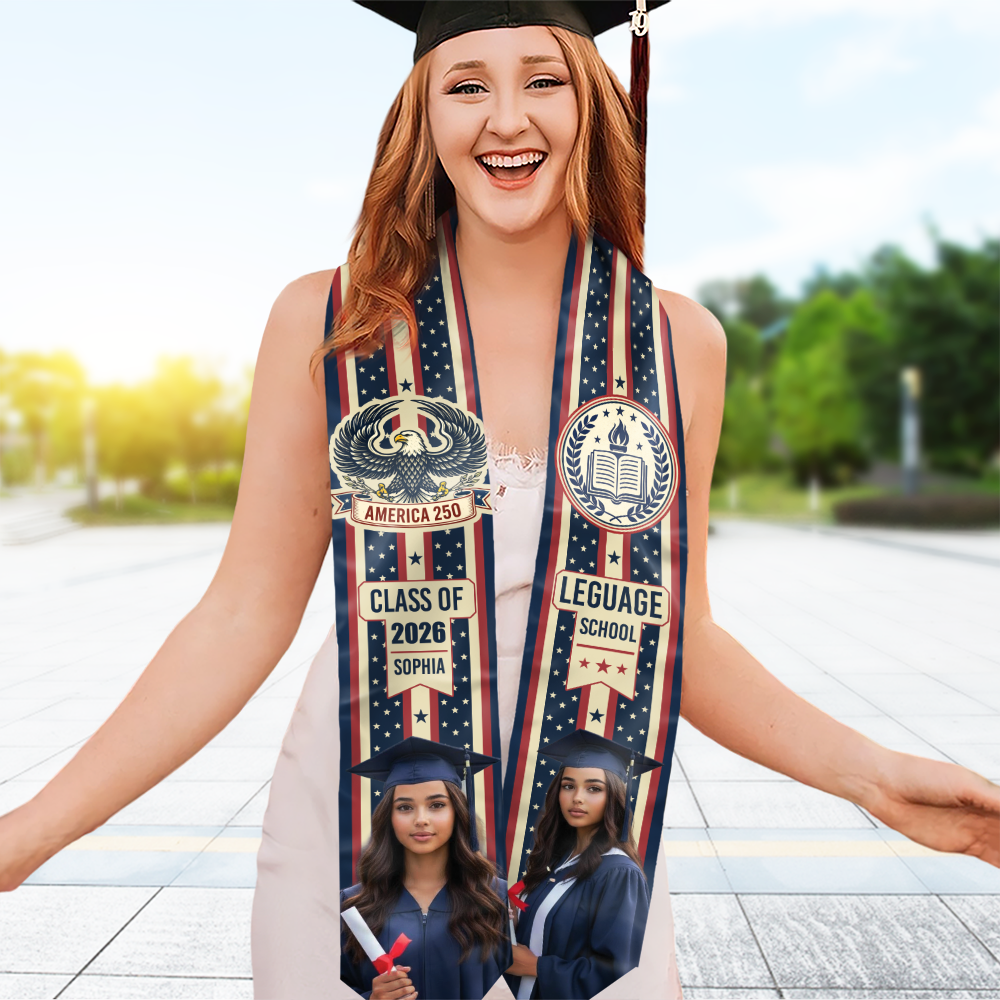 Custom Photo American 250 Senior Graduation Stole LM32 897877