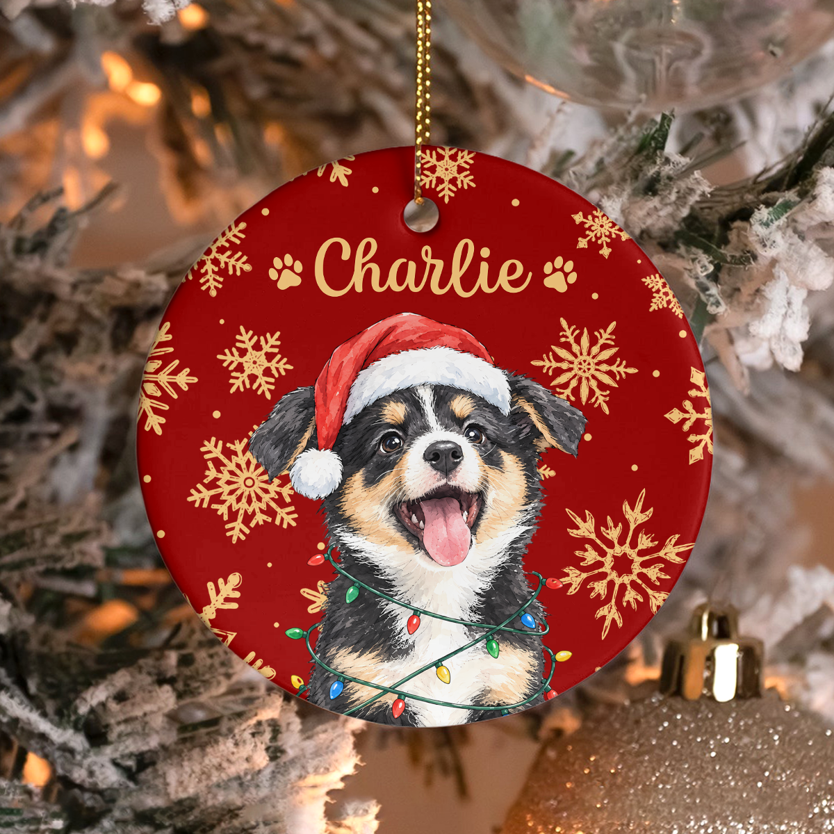 Custom Photo Dog Cat Christmas Ceramic Ornament, Personalized Pet Holiday Keepsake HA75 919276