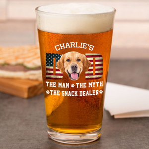 Custom Photo Dog Dad The Man The Myth American Flag Dad Beer Glass HA75 892402