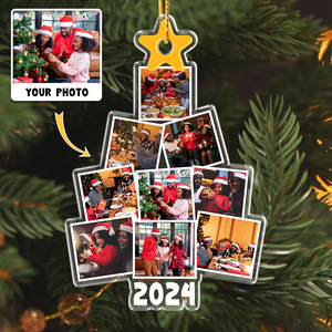 Custom Photo Black Family Christmas Tree Acrylic Ornament HA75 891054