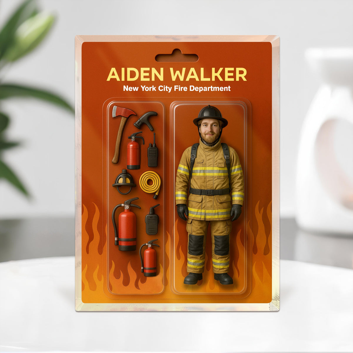 Custom Photo 3D Effect Firefighter Action Figure Acrylic Block Plaque, Unique Keepsake HO82 893918