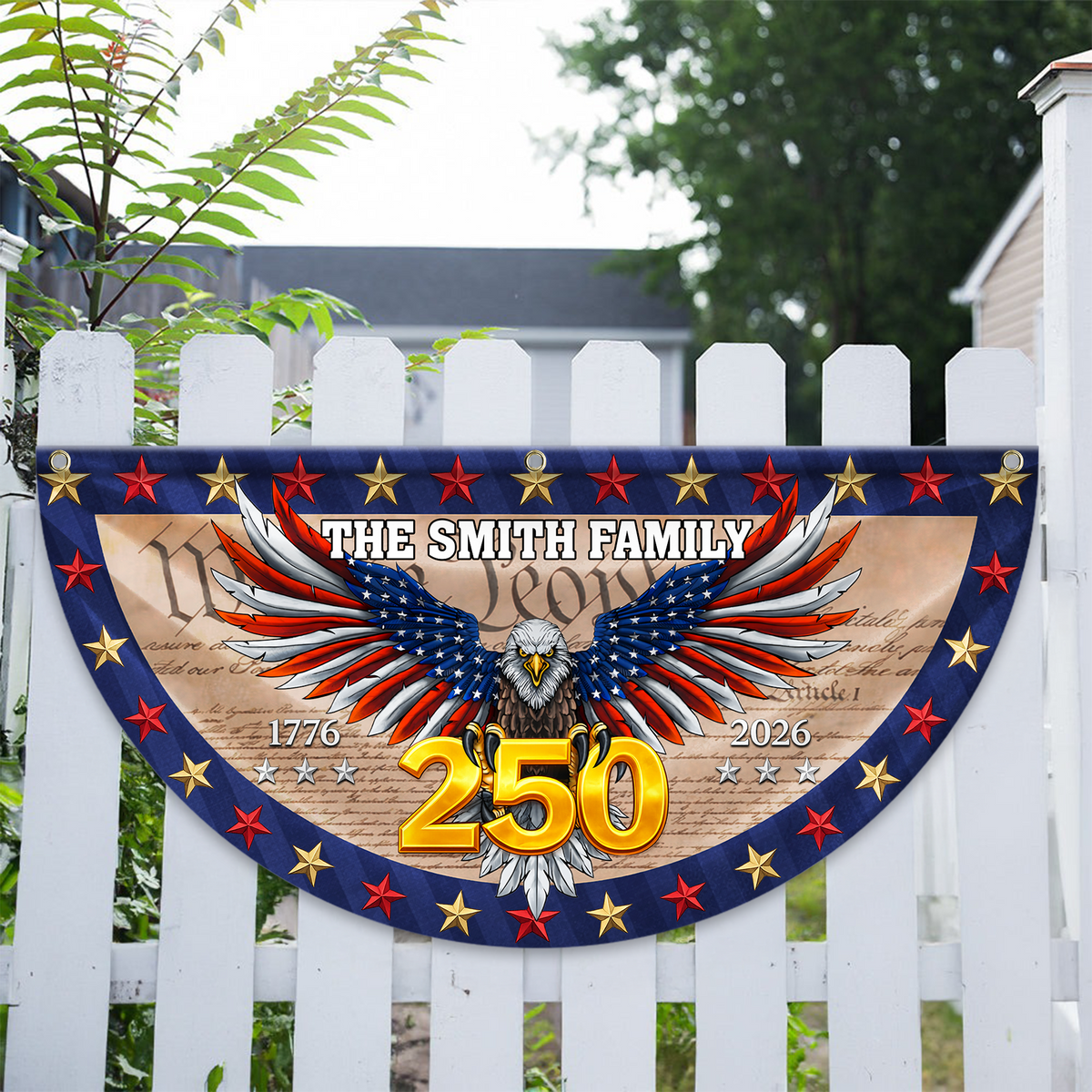 Custom Family Name American Flag - We The People Patriotic Eagle Non-Pleated Fan Flag CH07 910568