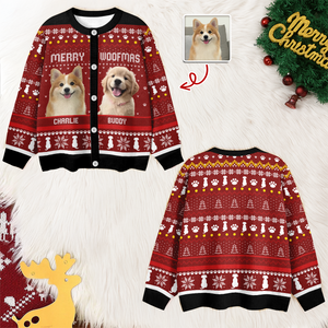 Custom Photo Merry Woofmas Christmas Ugly Cardigan TH10 896375