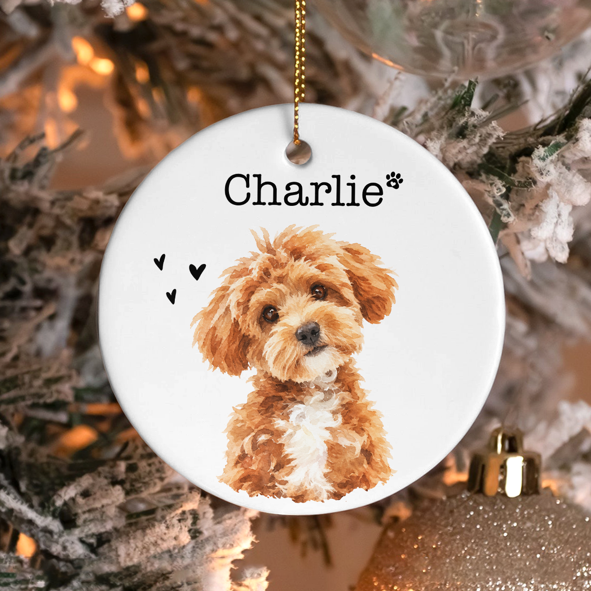 Custom Dog Photo & Name Merry Christmas Ceramic Ornament LM32 670363