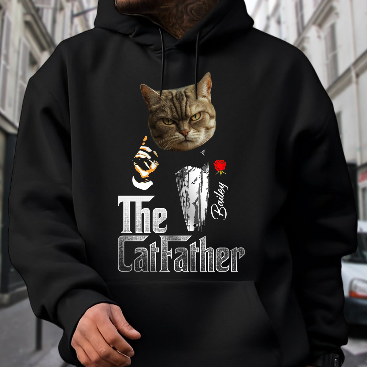 Custom Photo The Catfather Gentlemen Cat Shirt Personalized Gift For Dad HO82 893846