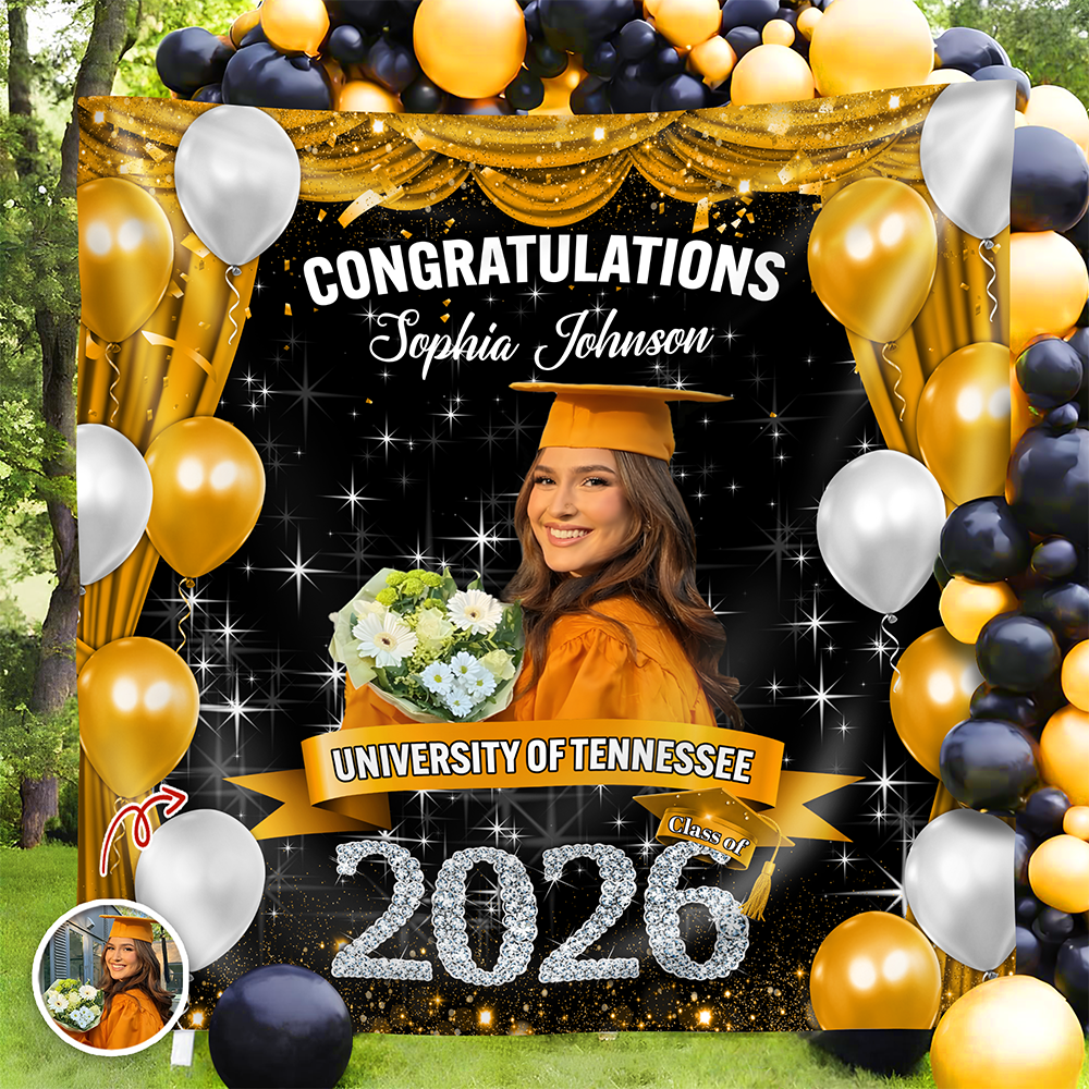 Custom Photo Class of 2026 Graduation Balloons Backdrop, Personalized Party Decor HO82 901876
