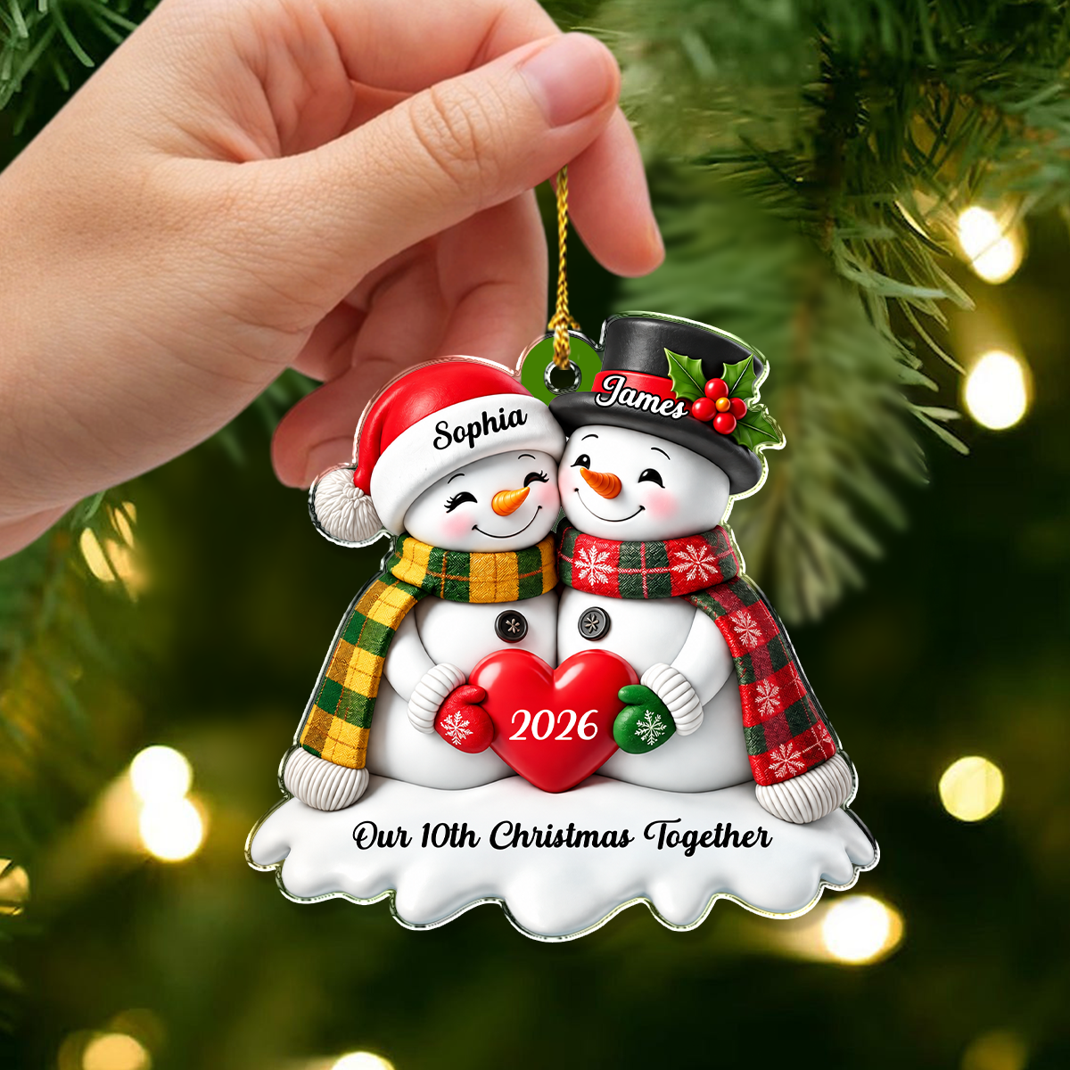 Personalized Names Christmas Couple Snowman Acrylic Ornament, Christmas, Anniversary Gift HA75 919142