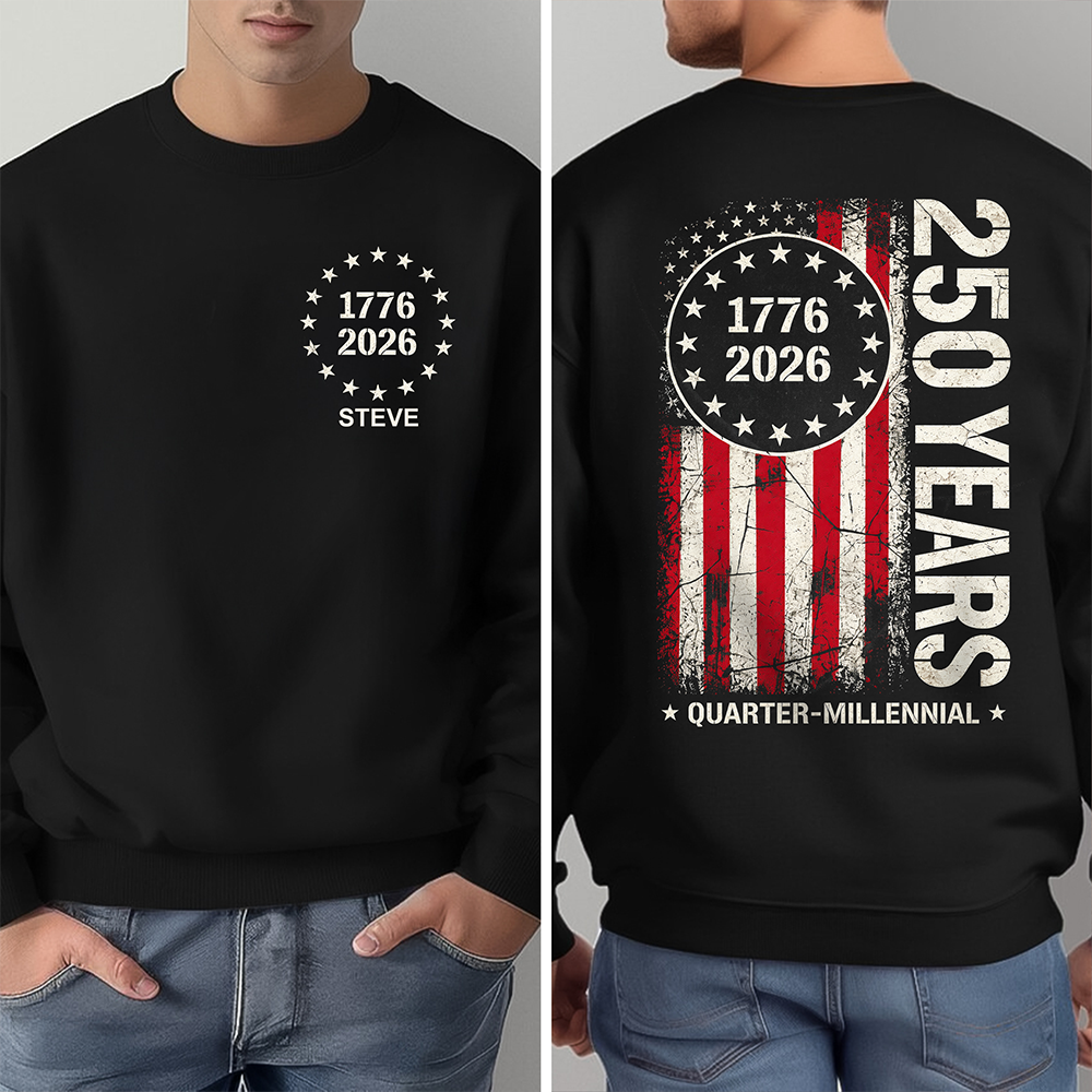 Custom Name 1776–2026 250 Years Quarter Millennial American Front & Back Dark Shirt TH10 169293