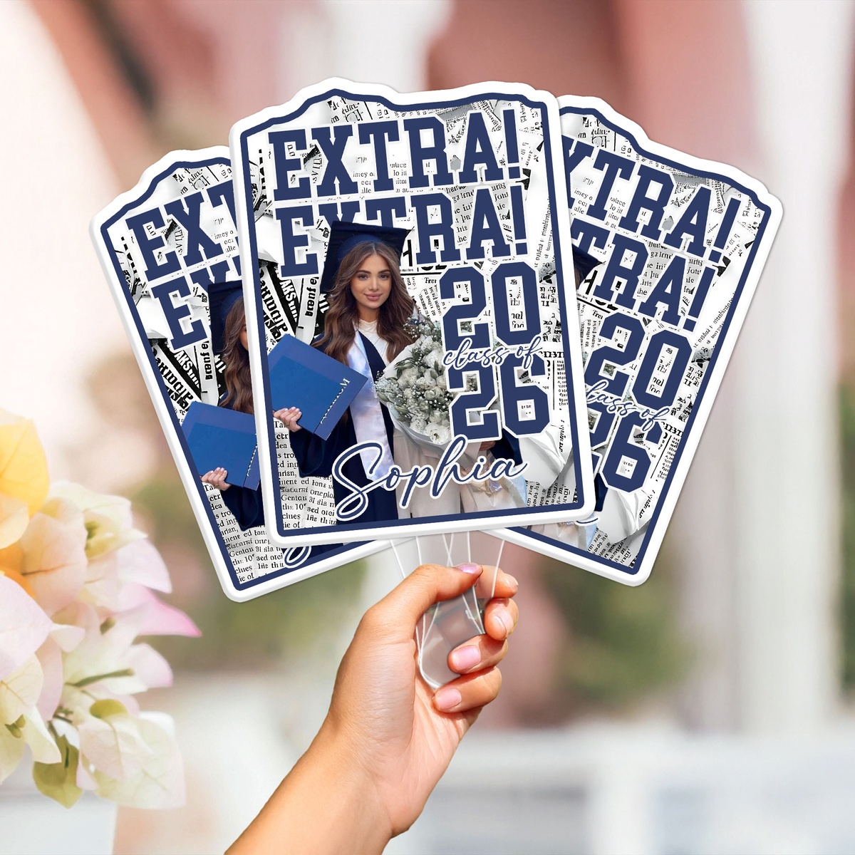 Custom Photo Extra Extra Graduation Class Of 2026 Keepsake Face Fan Gift LM32 897681