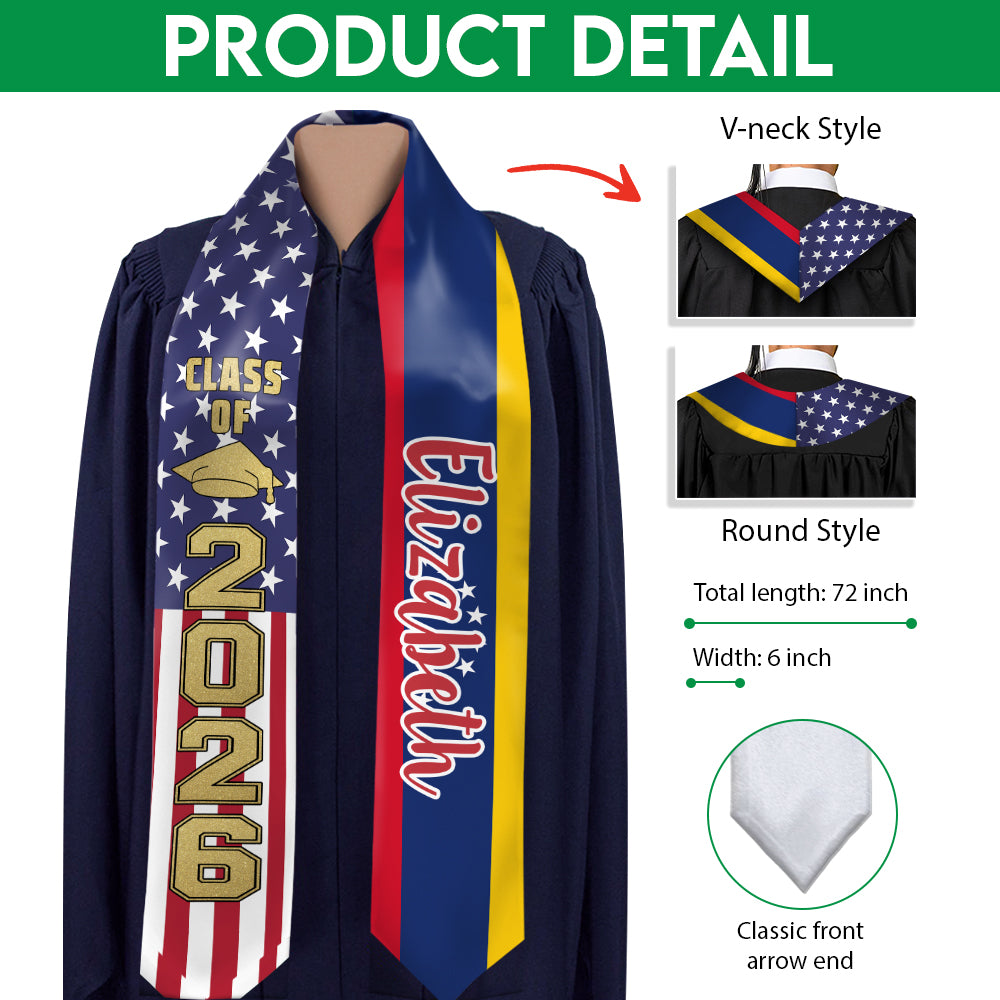 Custom Country Flag Class of 2026 Graduation Stoles HA75 898890