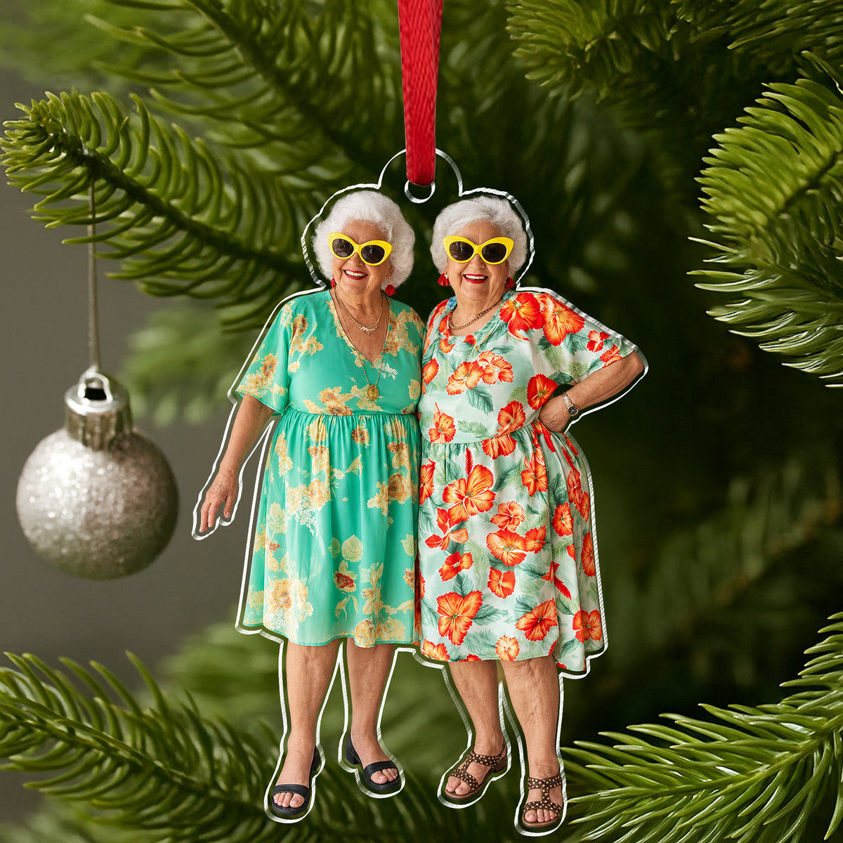 Custom Photo Funny Old Friend Acrylic Ornament, Personalized Friendship Keepsake CH07 180568