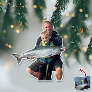 Custom Photo A Man Addicted To Fishing Acrylic Ornament Gift For Fishing Lovers HO82 894742