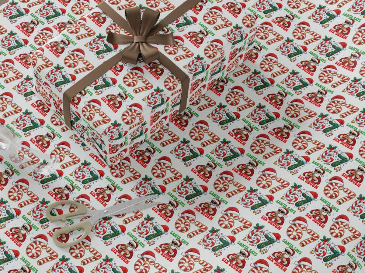 Santa Says Six Seven - 67 Meme Christmas Gift Wrapping Paper LM32 897207